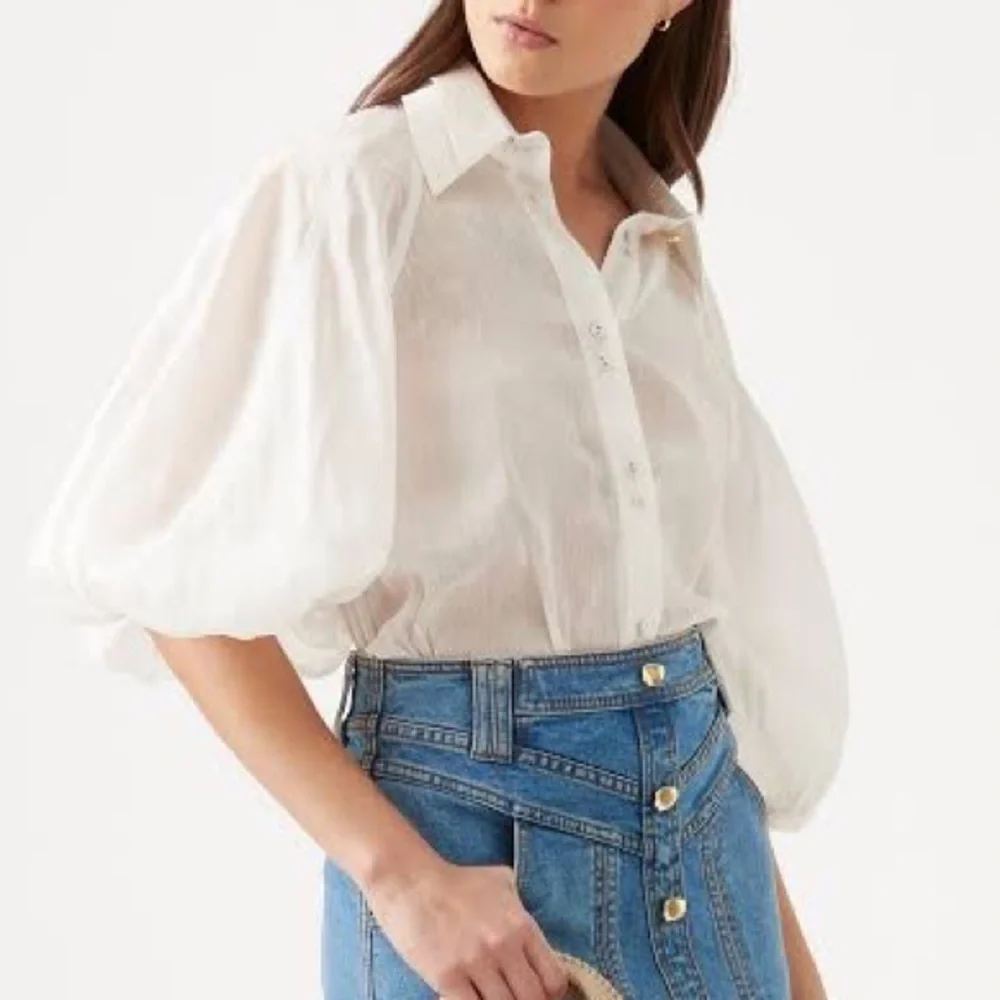 ๐ SOLD ๐ AJE Palms Puff Sleeve Blouse Ivory โข RRP $295 โข BNWoT Never Worn - Picture 4 of 8